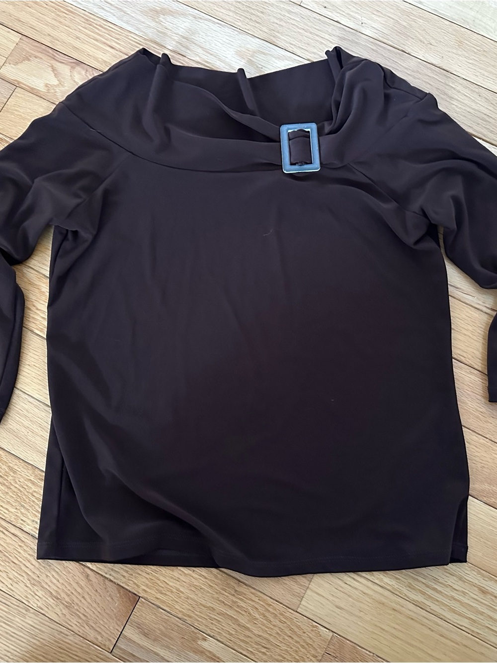 Newport News Brown Drape Top with Buckle Detail – Size M